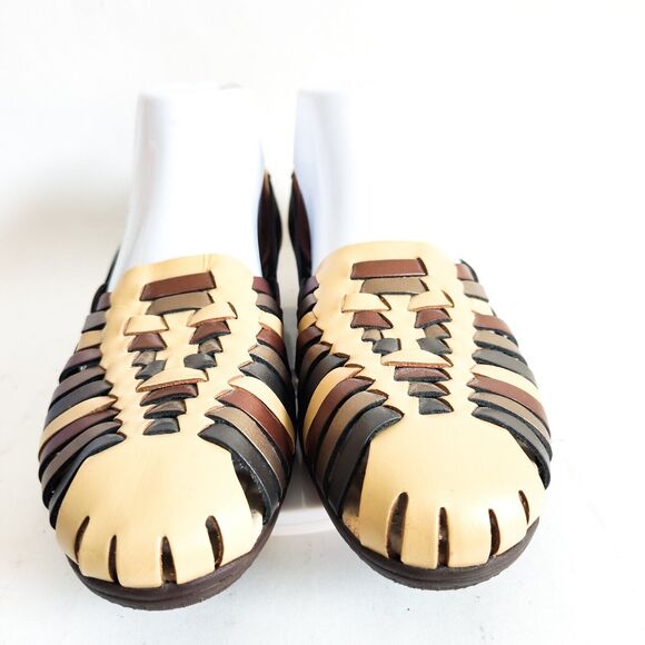 Softspots Woven Comfort Leather Huarache Sandals Slingback Flat 9 Narrow - Picture 4 of 11